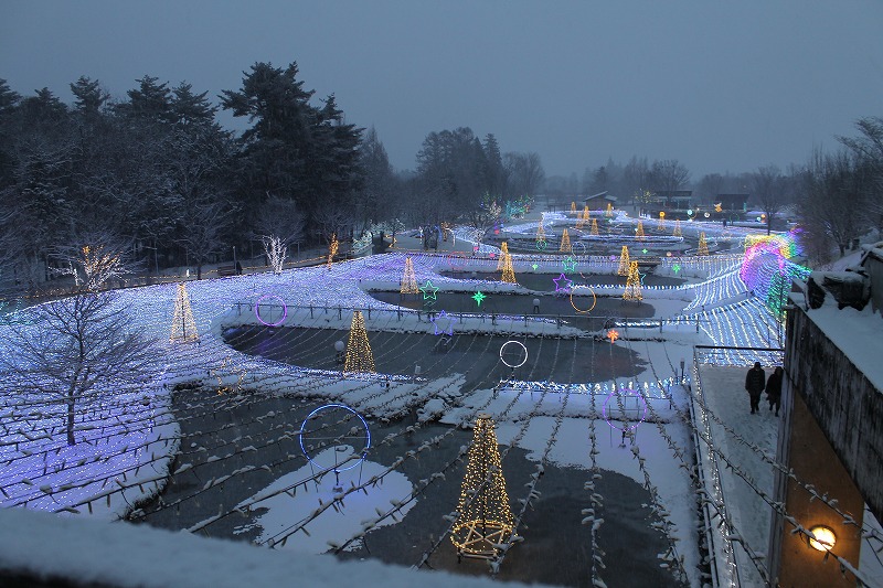 国営アルプスあづみの公園の天の川銀河のイルミネーション