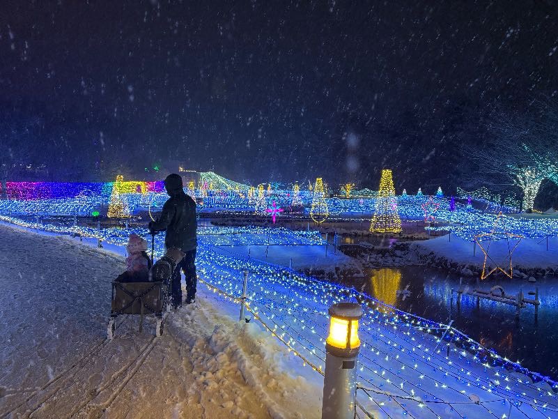 大雪の中訪れた国営アルプスあづみの公園のイルミネーション