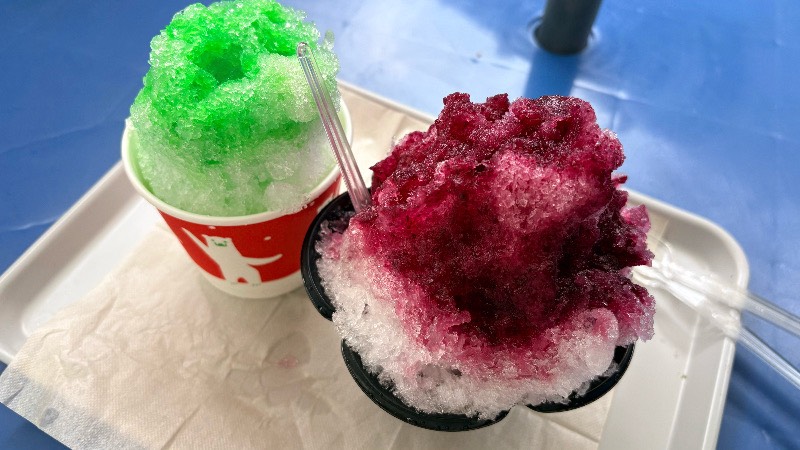 チビッ子忍者村で食べたかき氷の様子
