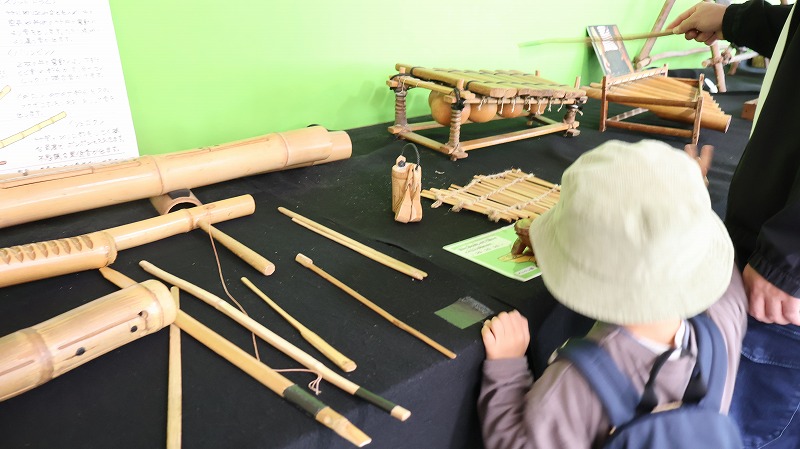 歴史資料館の入口付近に展示された世界の楽器